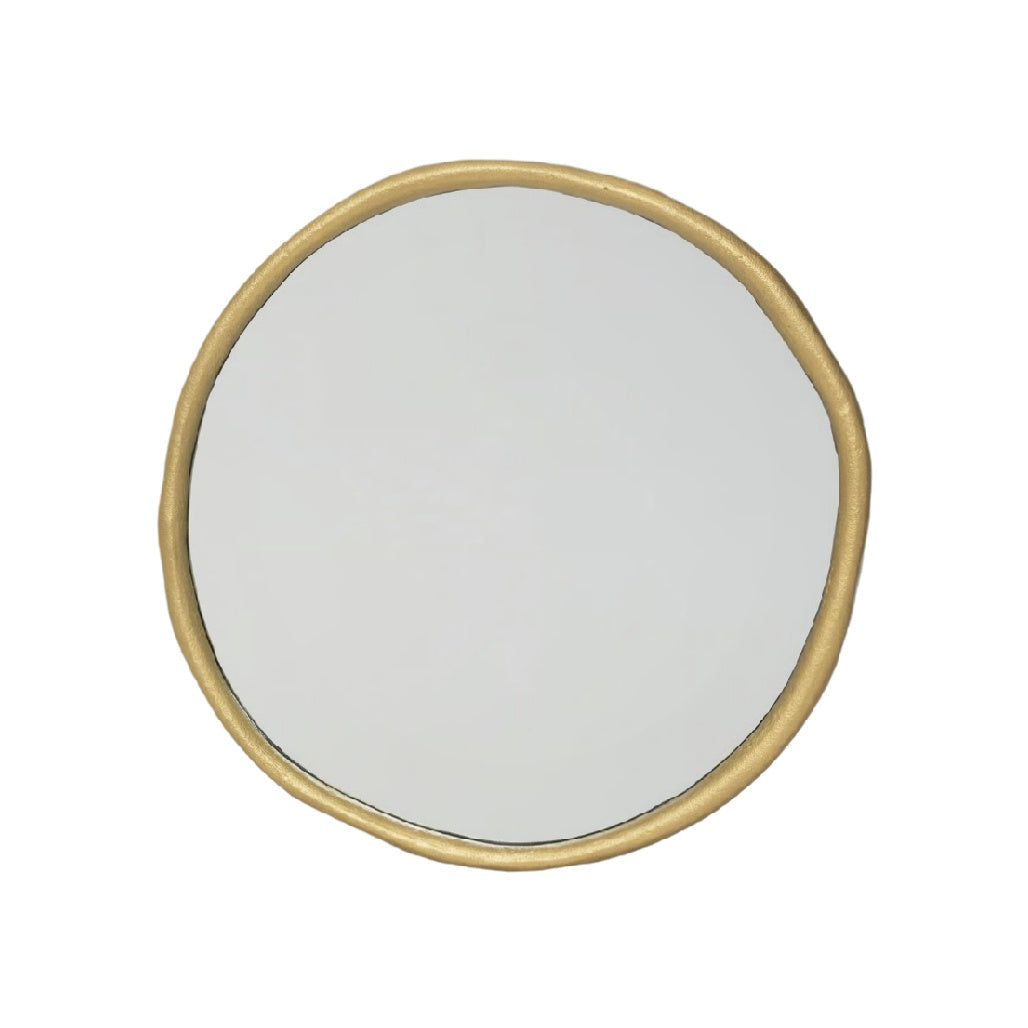 Decorative Round Mirror with Gold Trim - Stylish Wall Accent for Home Decor