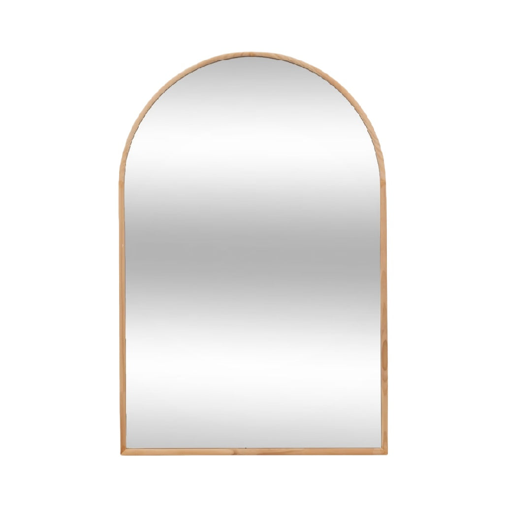 Elegant Arched Wall Mirror with Wooden Frame - Modern Home Decor